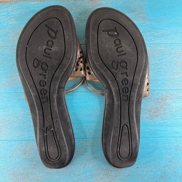 Paul Green Munchen Bronze Perforated Slide on Leather Sandals Size 11 US - Picture 9 of 9